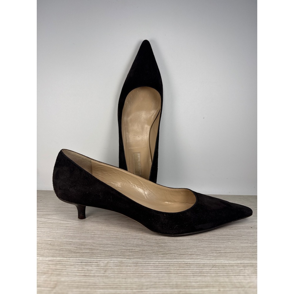 Michael Kors Collection Womens 7.5 M Brown Suede Pointed Toe Kitten Pumps